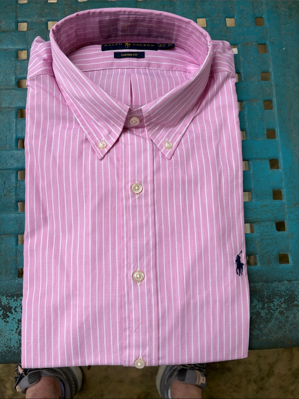 Ralph Lauren Pink and White Striped Button-Down Shirt